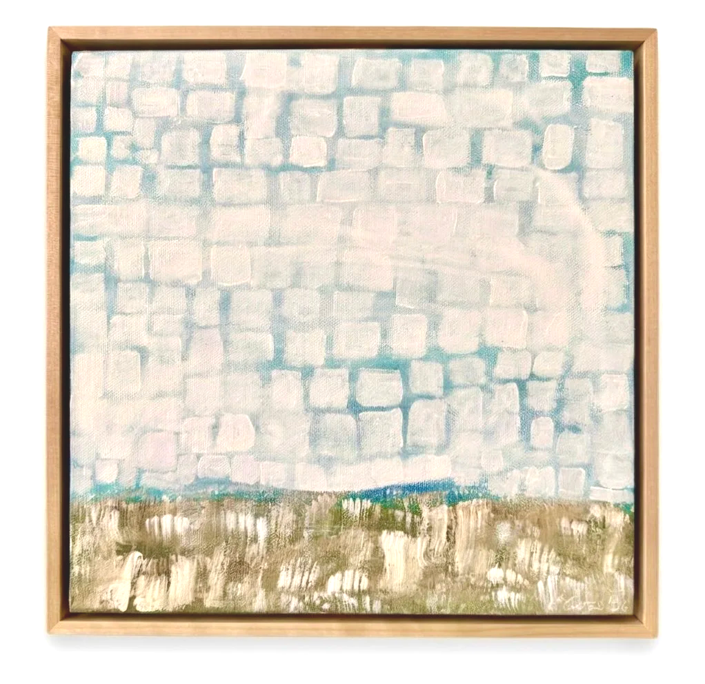 Coastal Mosaic | Acrylic on  12"x12" canvas in maple floating frame
$400