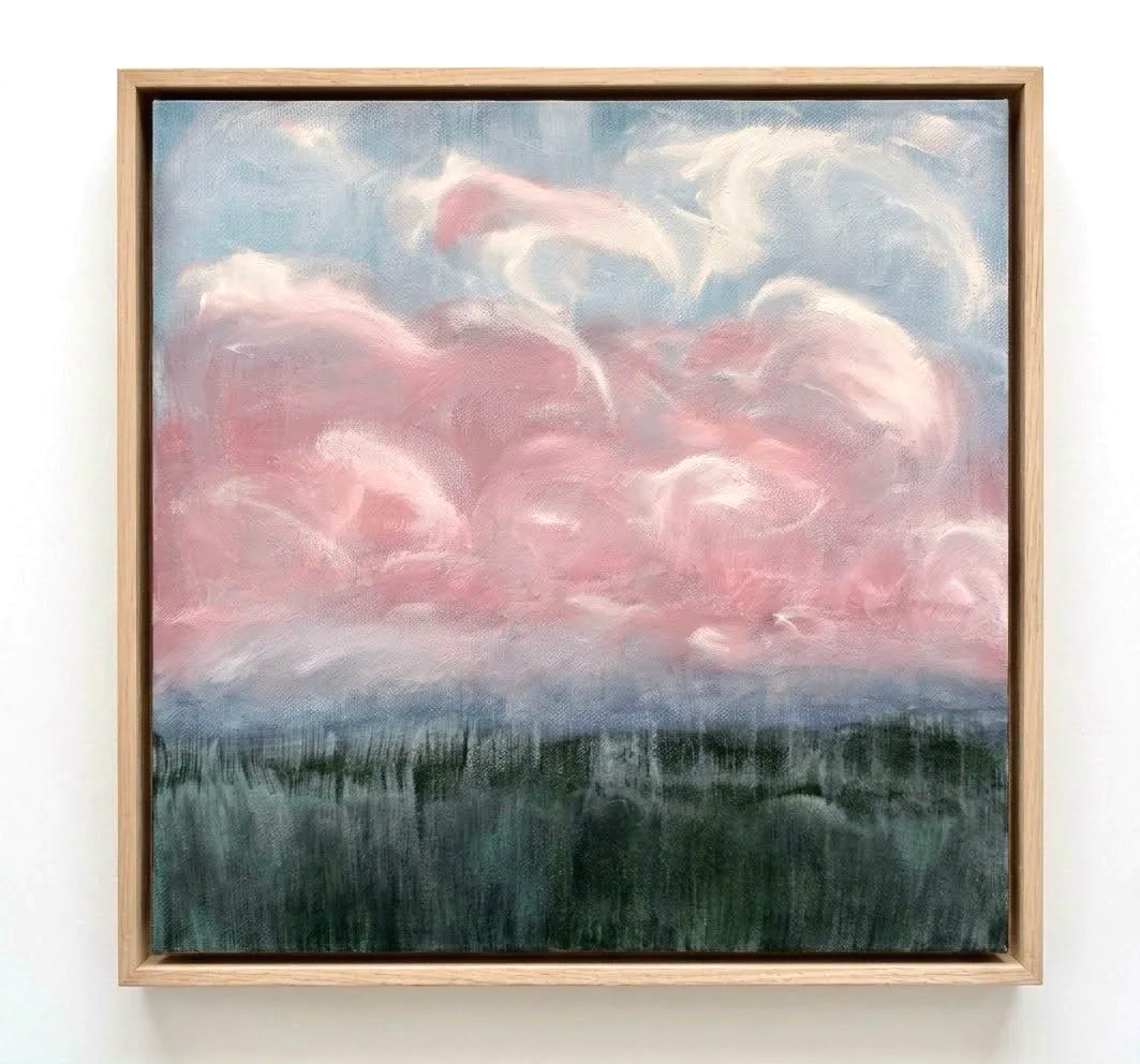 Pink Clouds over Marsh |
Acrylic on 12"x12" canvas in maple floating frame 
SOLD
