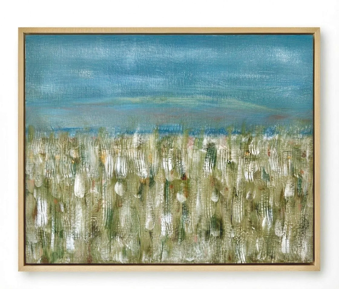 Across the Reeds | Acrylic on 11"x 14" canvas in maple floating frame
$450