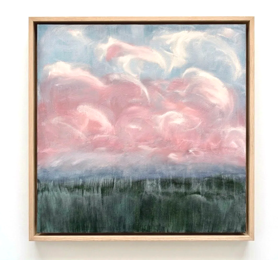 Pink Clouds over Marsh |
Acrylic on 12"x12" canvas in maple floating frame  🔴 SOLD