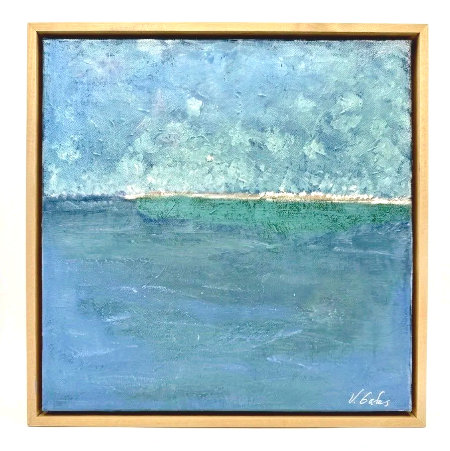Across the Strait | Acrylic on 12"x12" canvas in maple floating frame 🔴 SOLD
