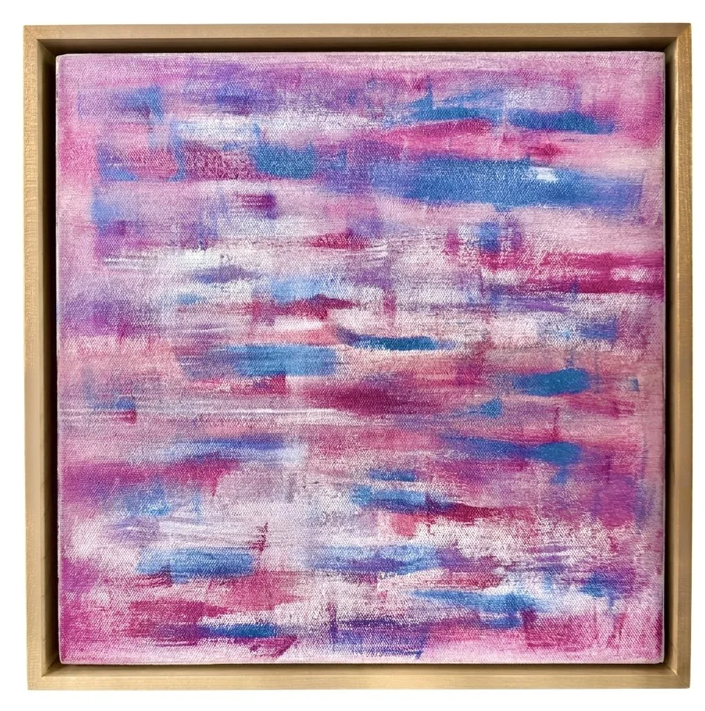 Radient Cadence | Acrylic on 12"x12" canvas in maple floating frame
$400
