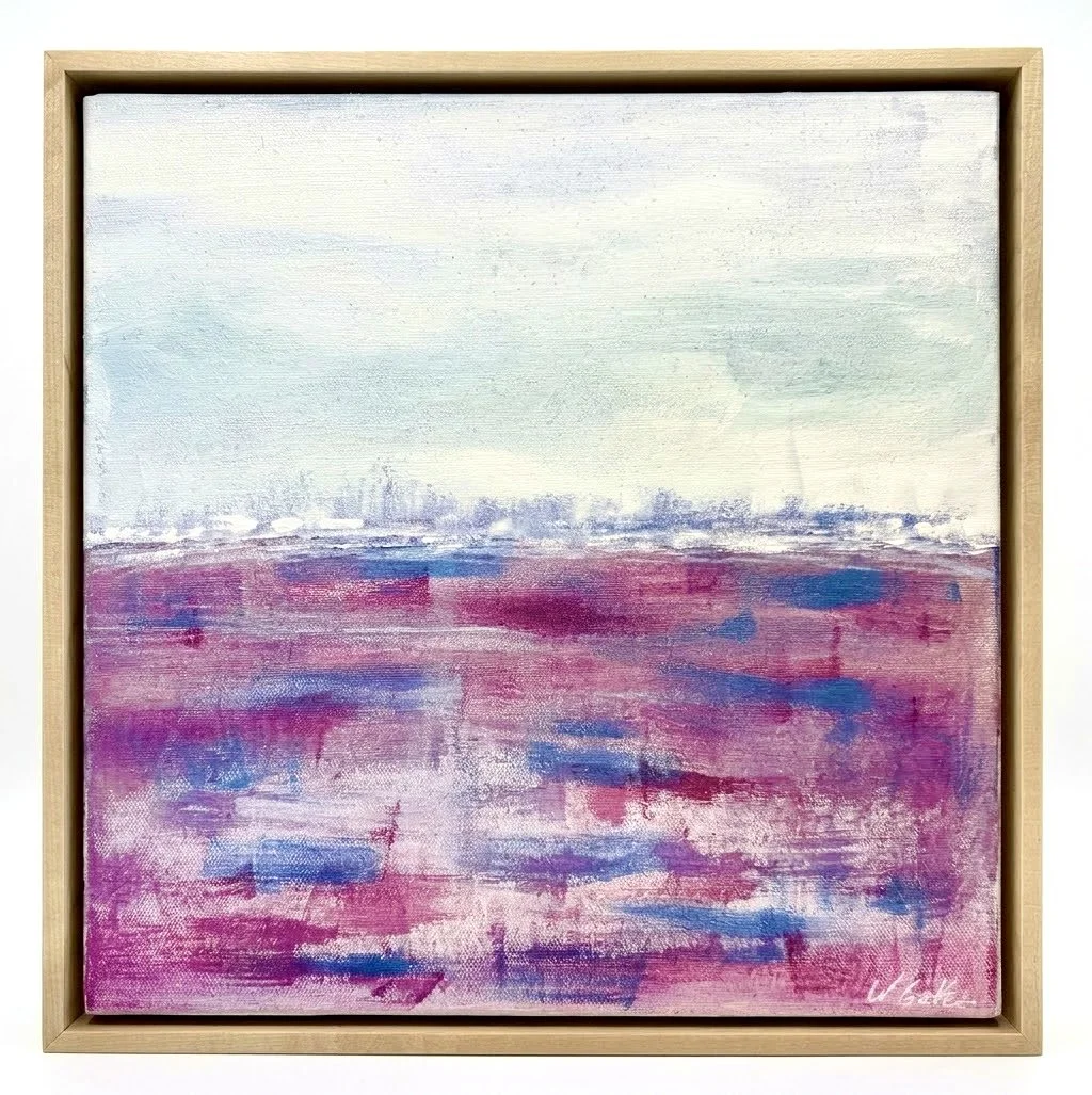 Cranberry Bog | Acrylic on 12"x12" canvas in maple floating frame
$400
