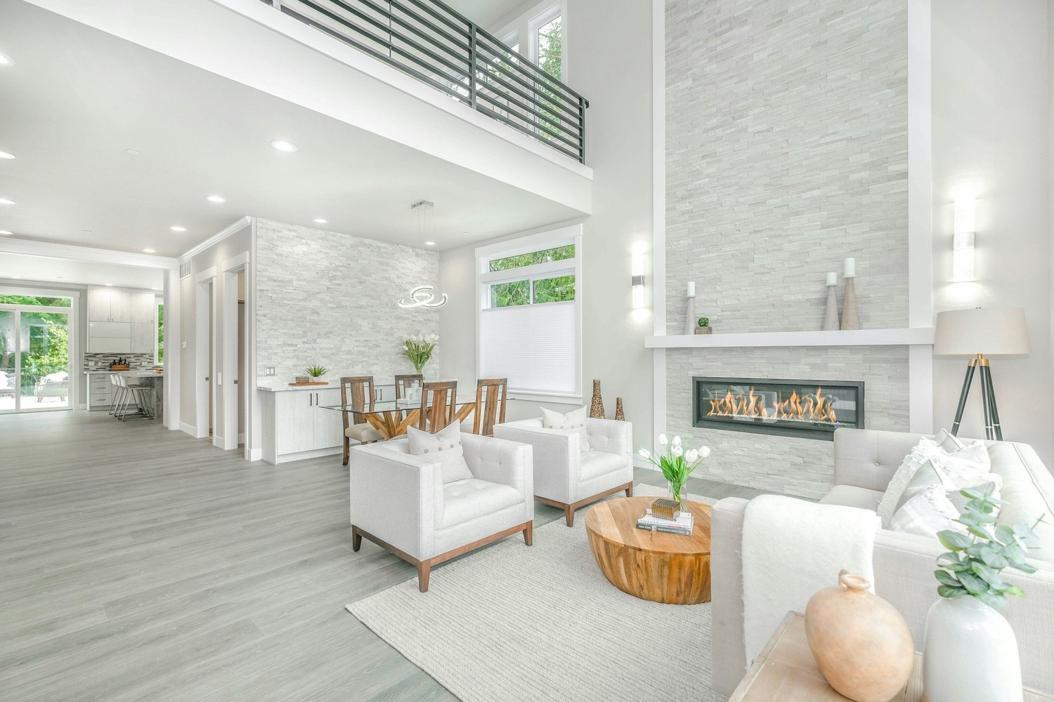 Bright renovated living space with refined interior finishes