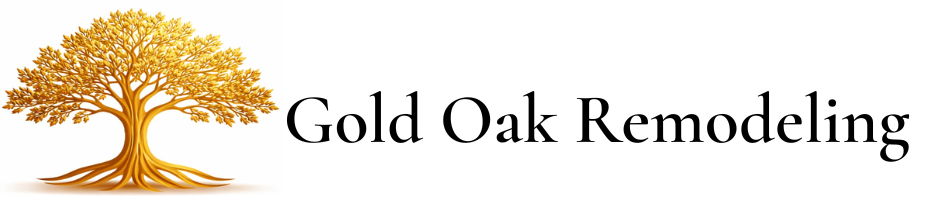 Logo with a gold oak tree on the left and the text 'Gold Oak Remodeling' on the right
