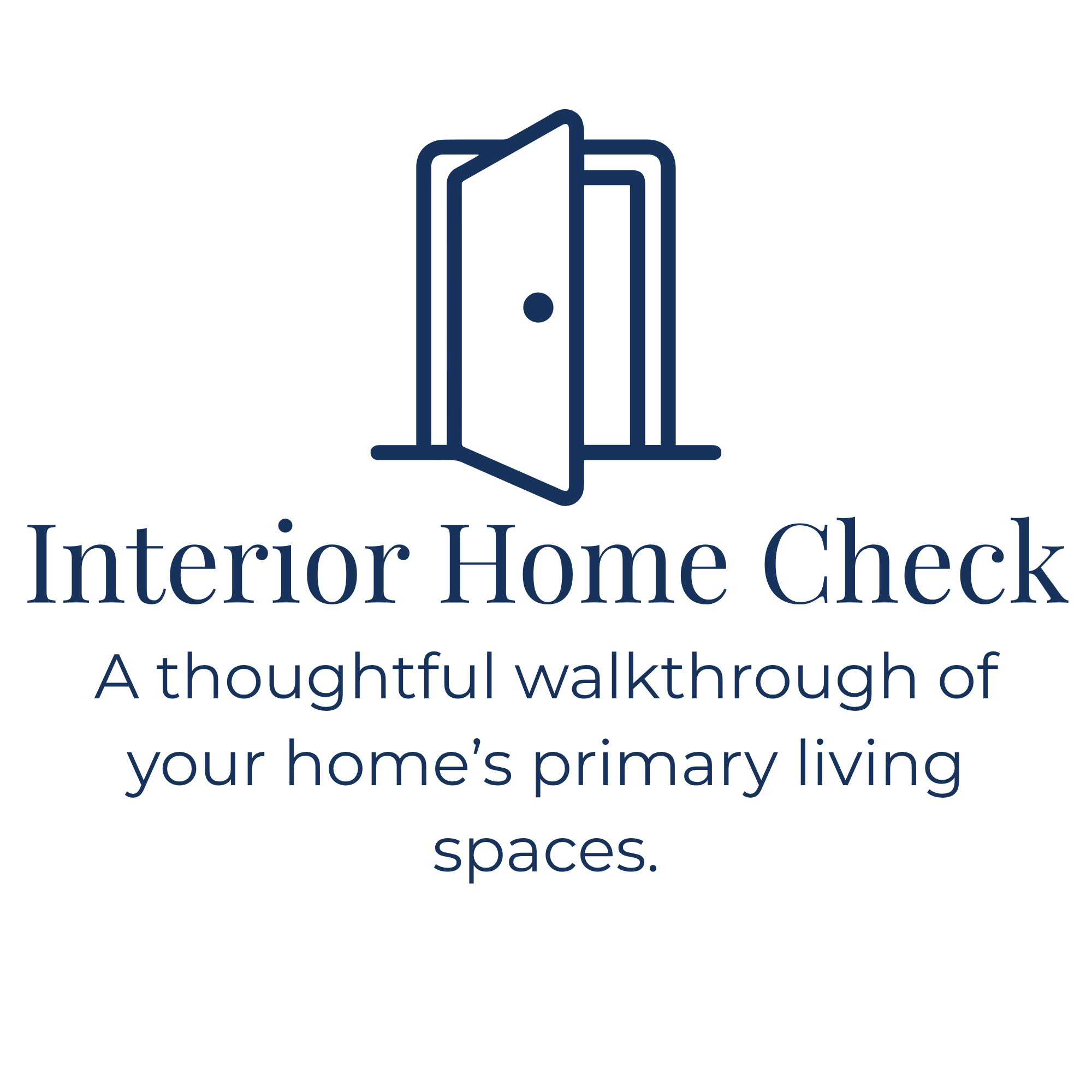 A logo featuring an open book with a house-shaped outline above it, with the text "Interior Home Check" underneath.