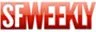 This image features the logo of 'SF Weekly' with a red background and white text.