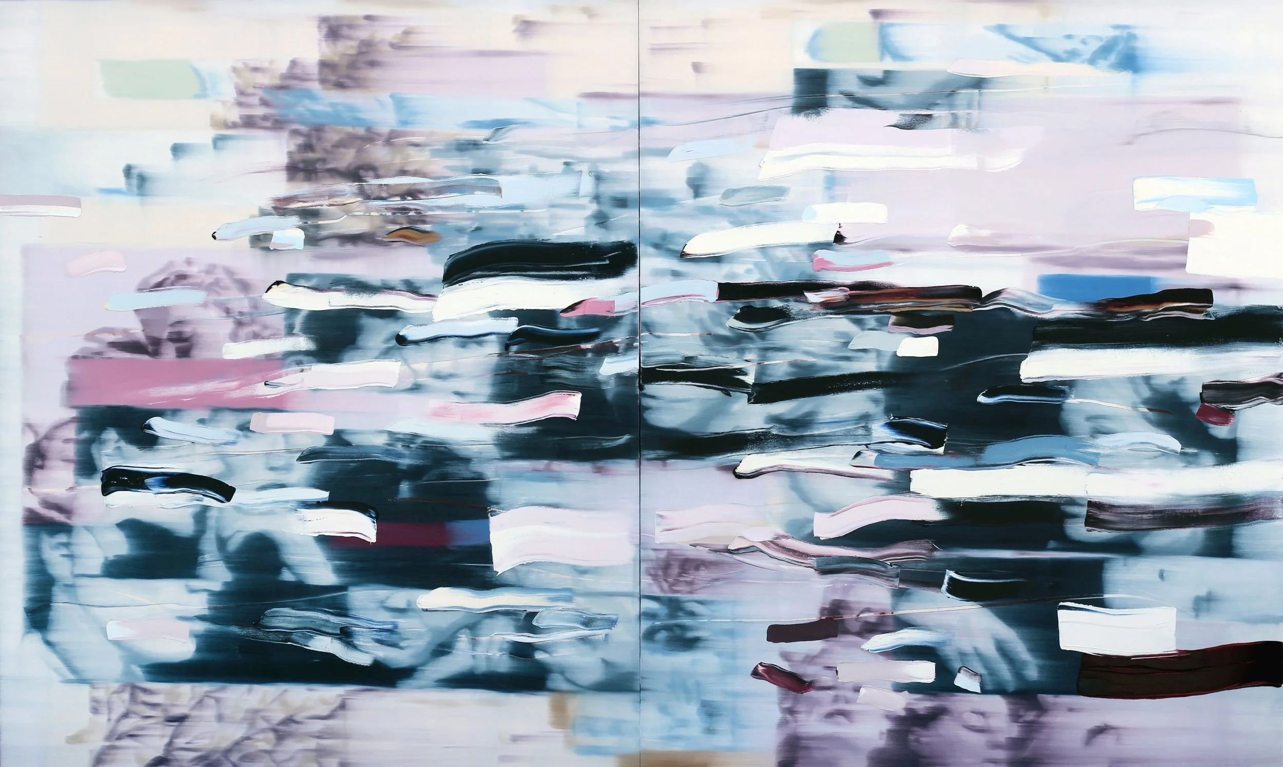 Unfolding 2026, oil on canvas, 72" x 120" (diptych)