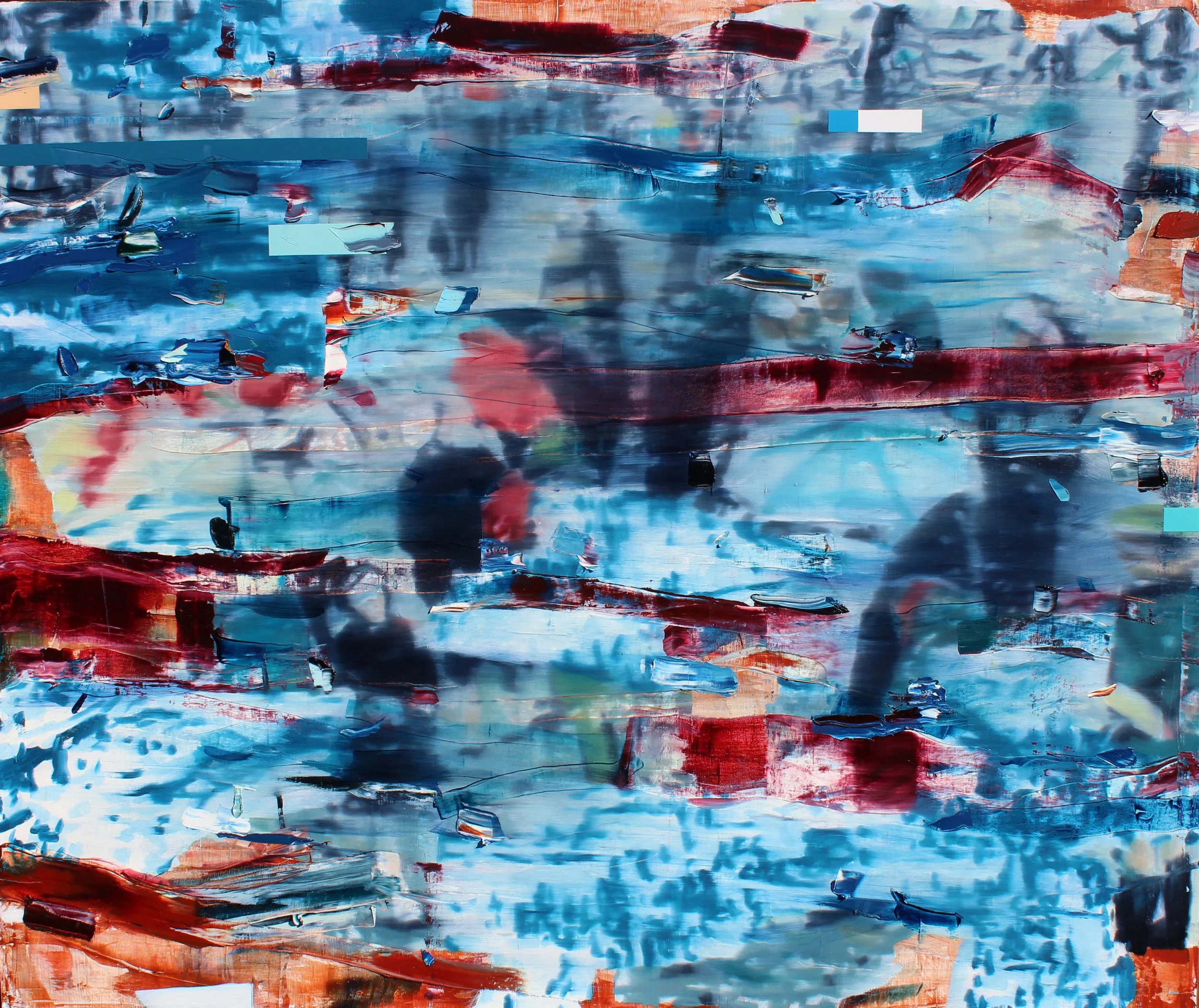 For The Sleepwalkers, 2013, oil and acrylic on canvas, 60" x 72"
