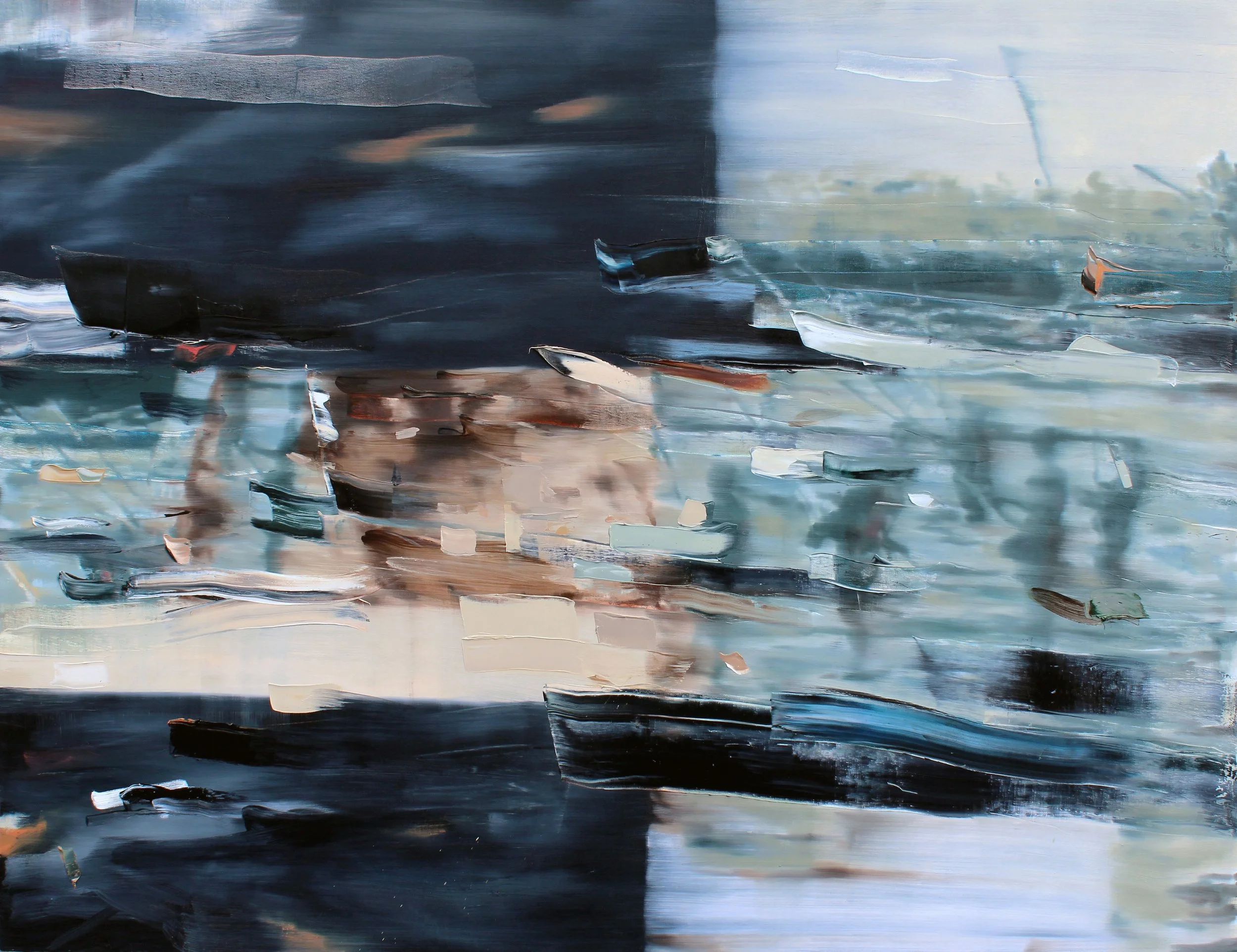 Wading, 2016, oil and acrylic on canvas, 60" x 78" 