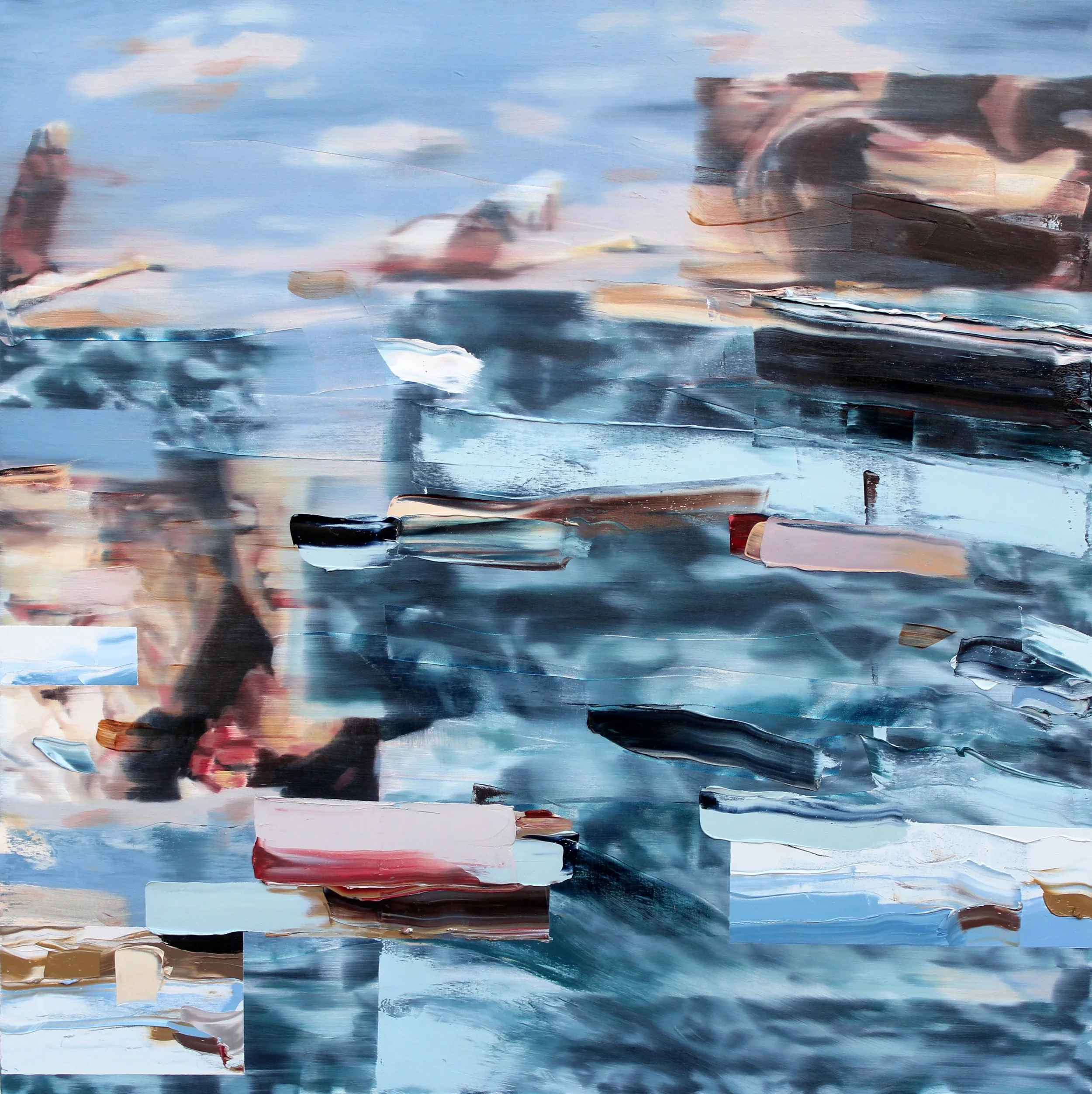 The Reader Became The Book, 2016, oil and acrylic on canvas, 40" x 40" 