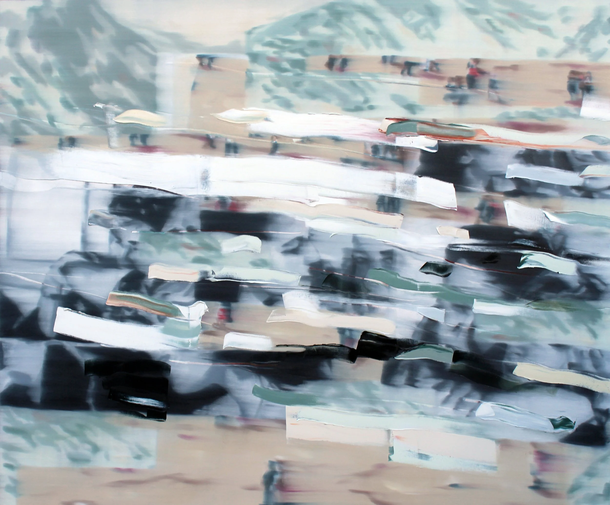 A Walking Embrace, 2022, oil on canvas, 60" x 72"