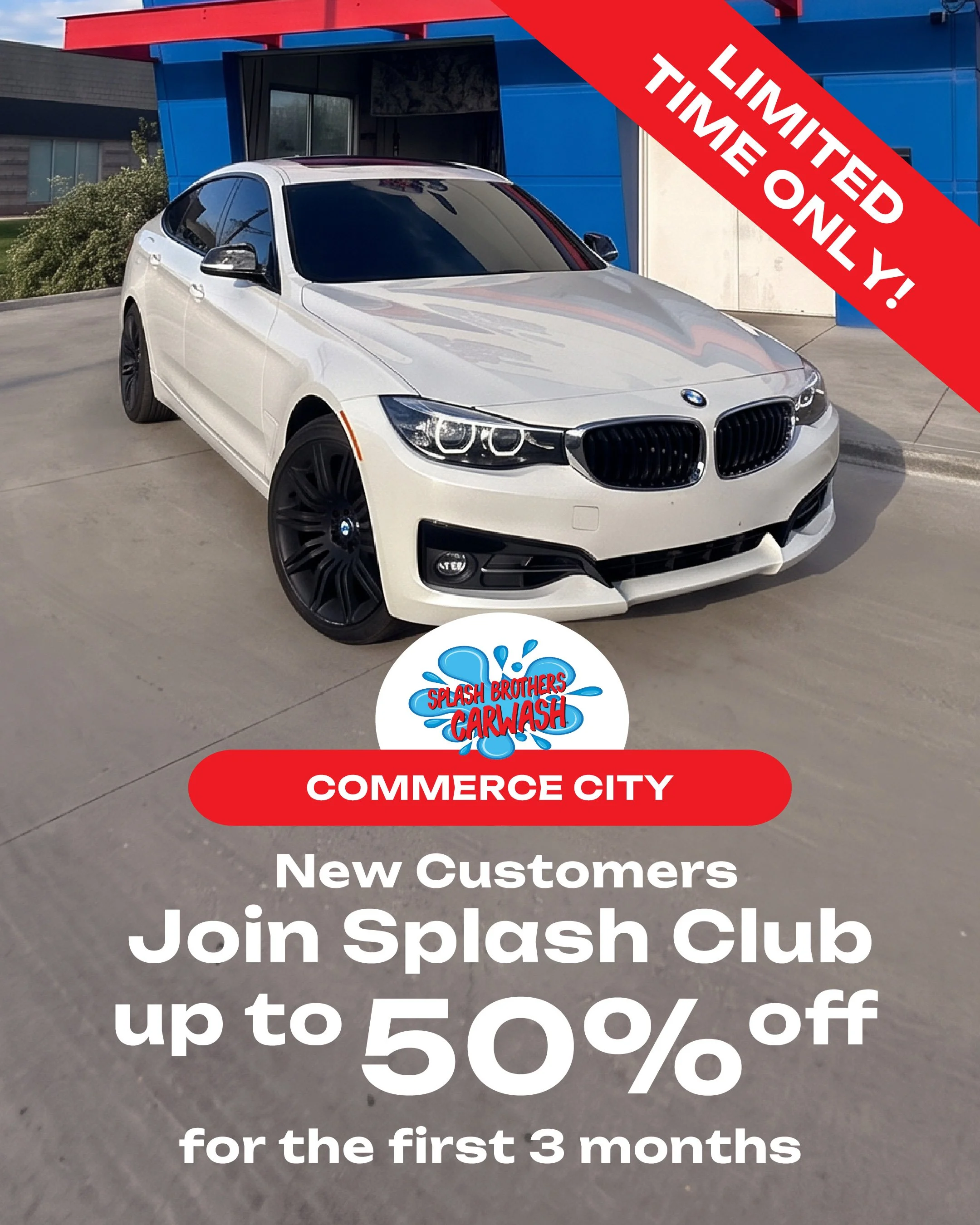 Image of white car with special promotion.
