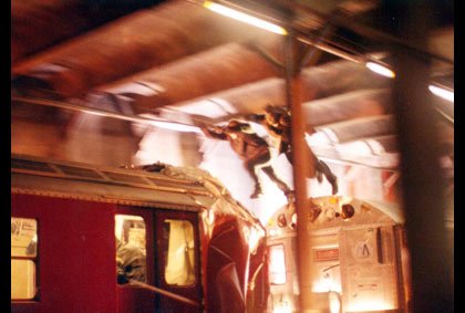 “MONEY TRAIN” - STUNT DBLS JUMP FROM CAR TO CAR