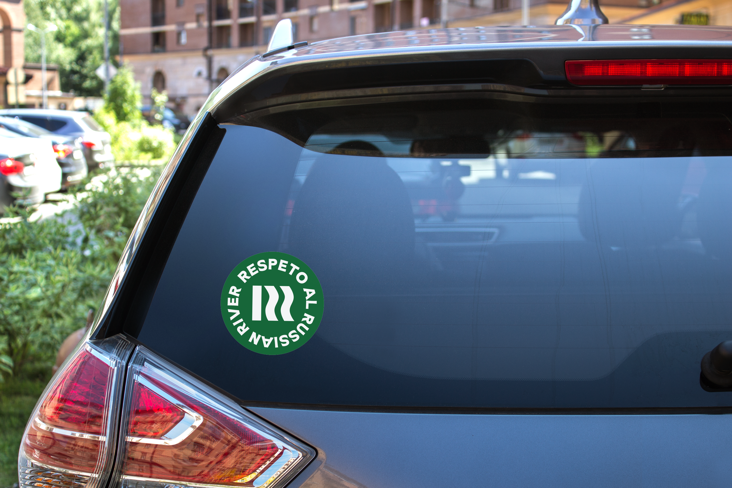 Car sticker on the back of a car window