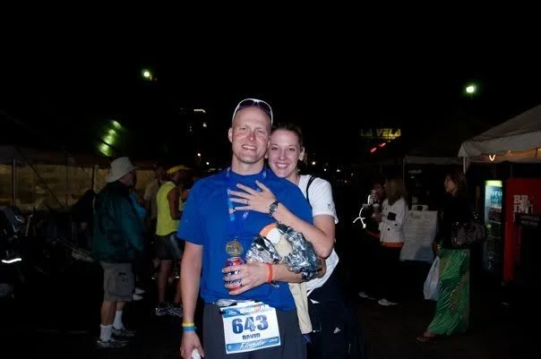 David Knight, four time Ironman triathlon finisher, Florida, pictured after the finish with his wife, Heidi Knight, a physical therapist and co-founder of Iron Life Health Holdings