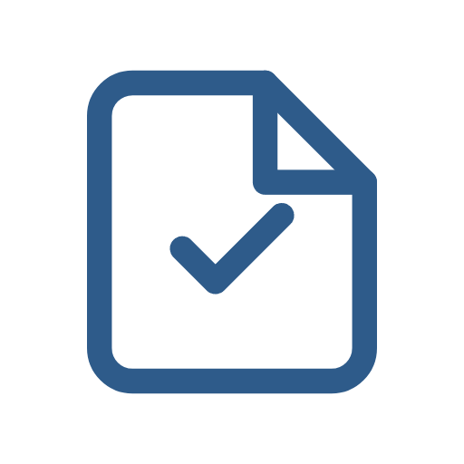Blue Line drawing checkmark on paper