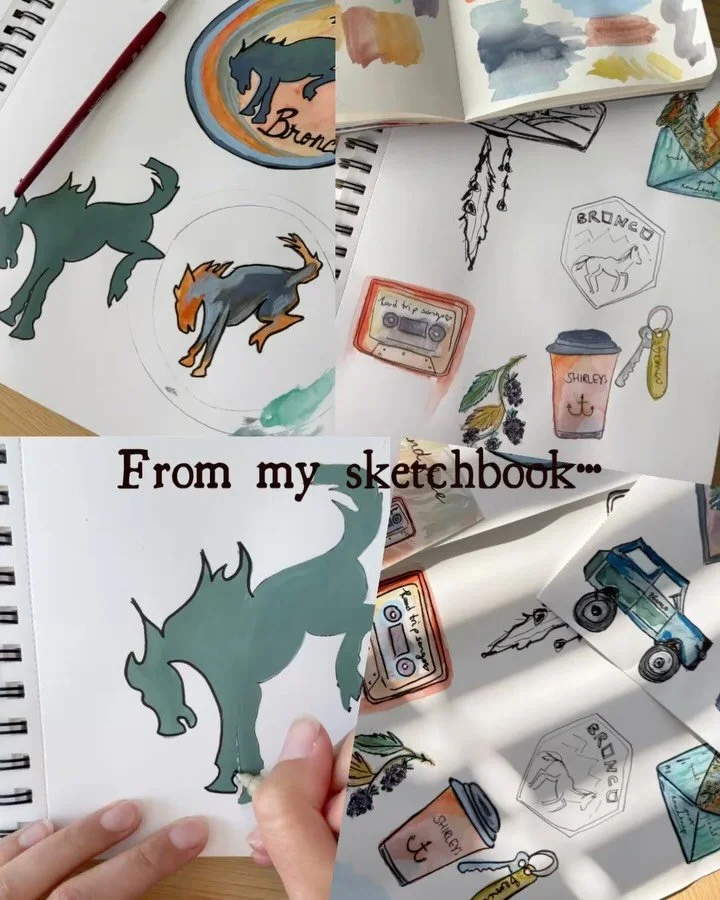 Straight from my sketchbook to your stickers! All of the Quiet Coast Post art is hand-drawn / hand painted by me. I put so much time and care into the theme, packaging and art. Want to see who helped me with all the stickers this month? Swipe till th