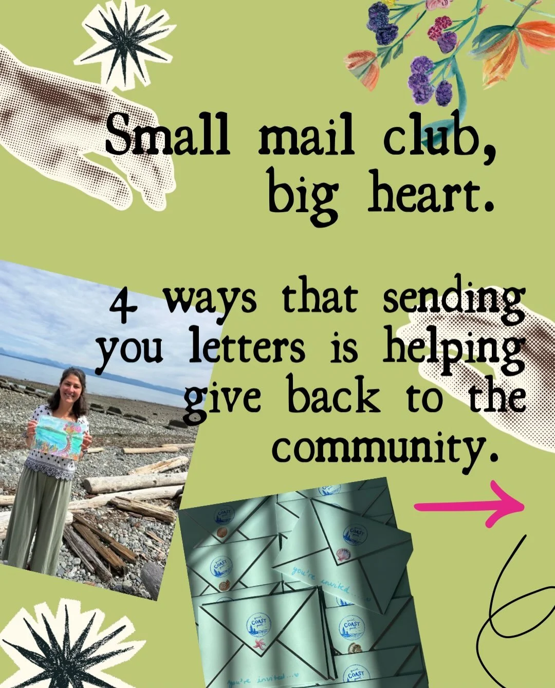 even the smallest gestures can make a difference! Thank you for supporting this tiny mail club! Sending you letters makes it possible for us give back to the community. This was my fav post to make to date! #quietcoastpost #mailclub #littlethingsmatt