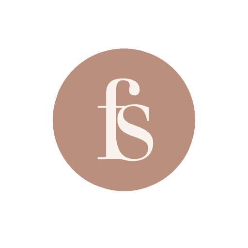 Logo with a brown circle background and white lowercase letters 'f' and 's' intertwined.