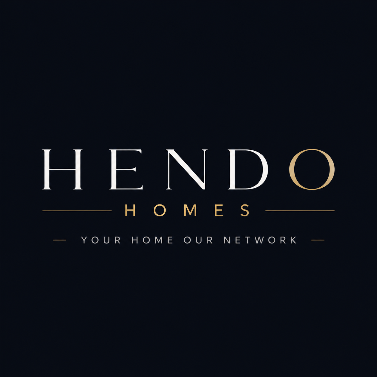 Logo for Hendo Homes with the tagline 'Your home our network' on a dark background.