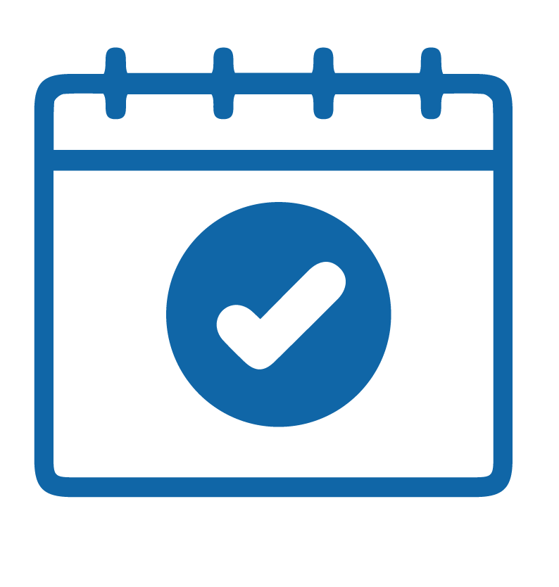 Calendar icon with a checkmark inside a circle