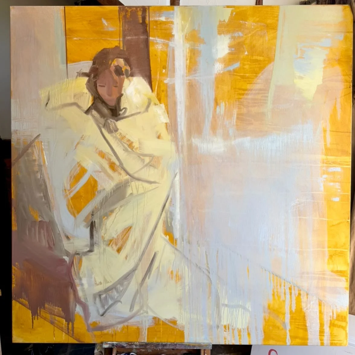 The painting currently on @bellamalim_art&rsquo;s easel. How does an artist know when their creation is finished? I know Bella wants to do more on this, but I feel it already works.