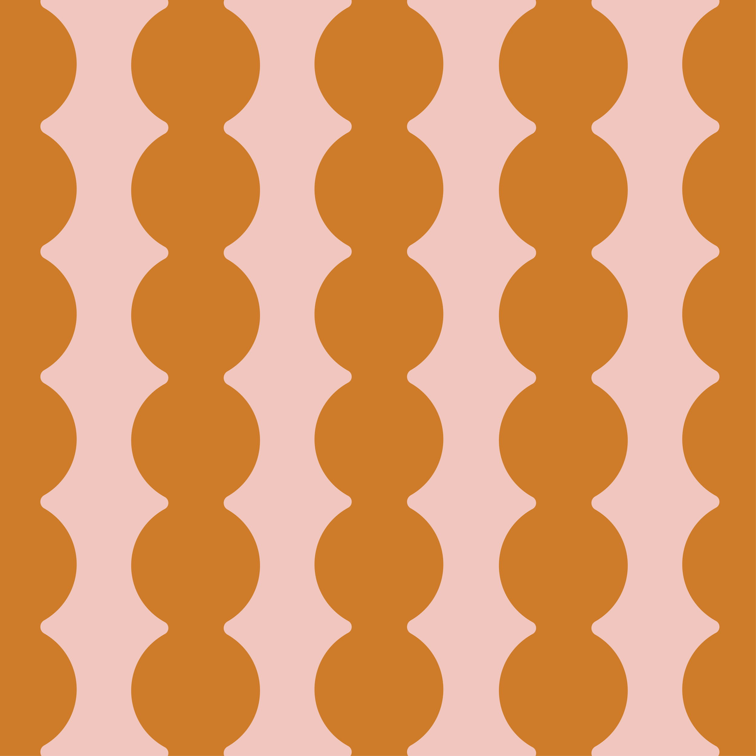 A pattern with rows of brown vase shapes on a pink background.
