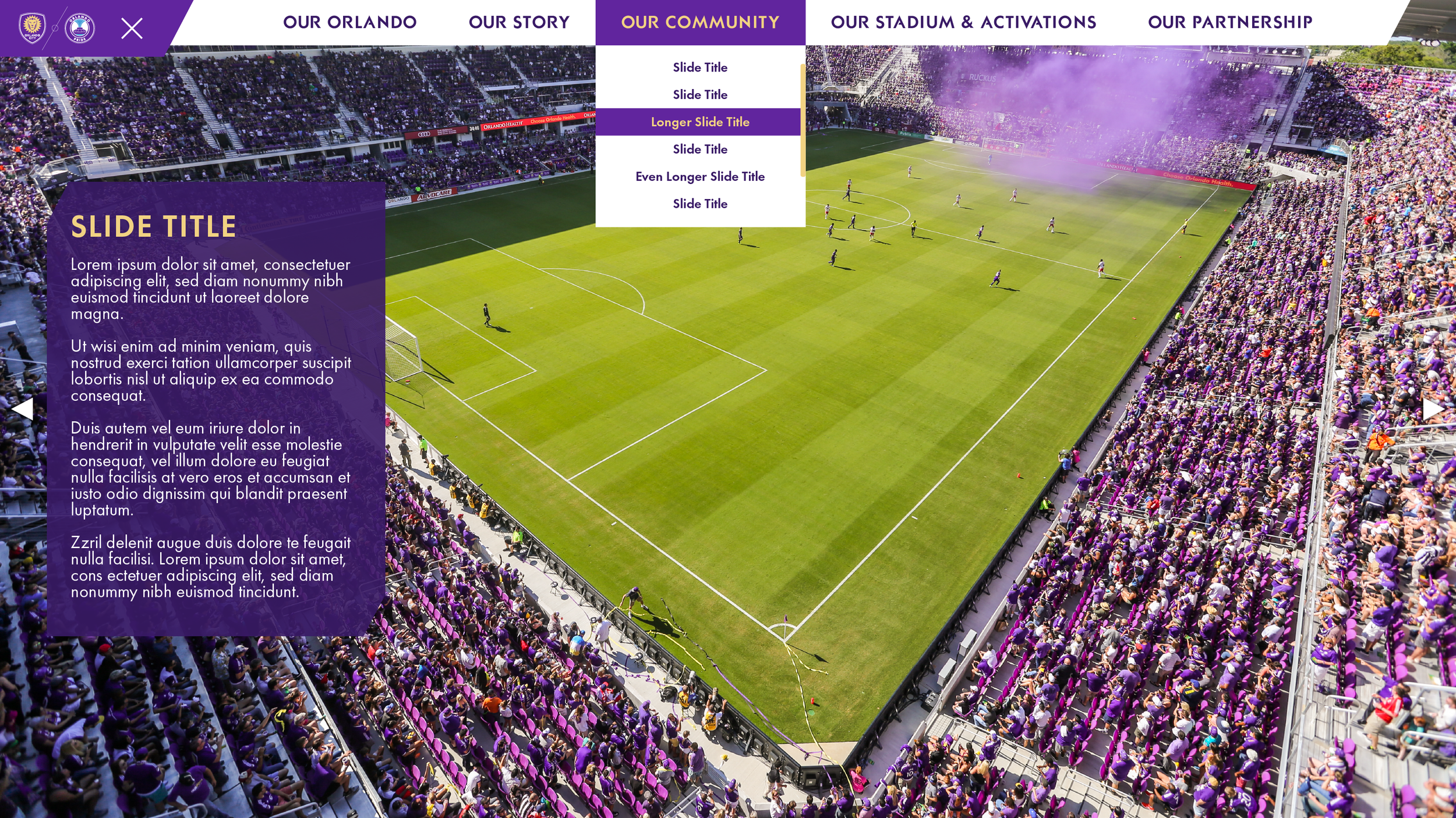 Orlando City / Orlando Pride Website Content Page Mockup