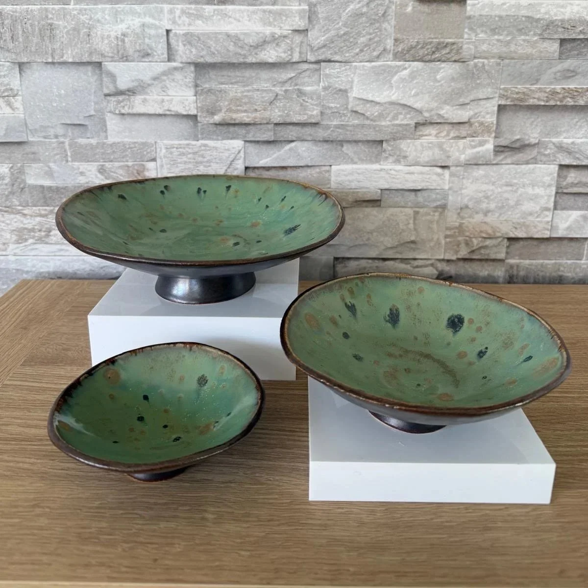 Jade Meadow Ceramic Bowl Trio