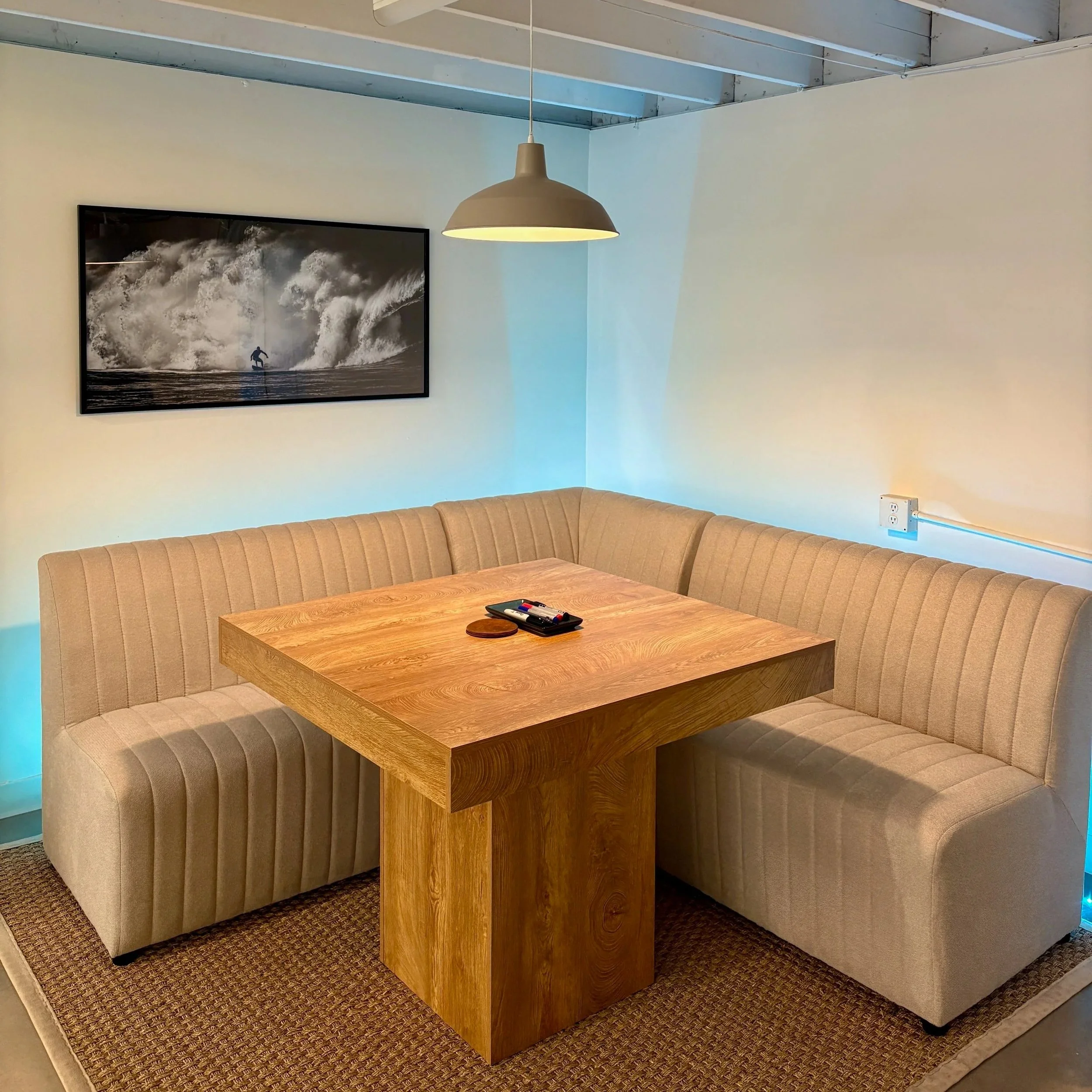 Private dining booth and consultation area at M.P.G. Studio in Santa Monica.