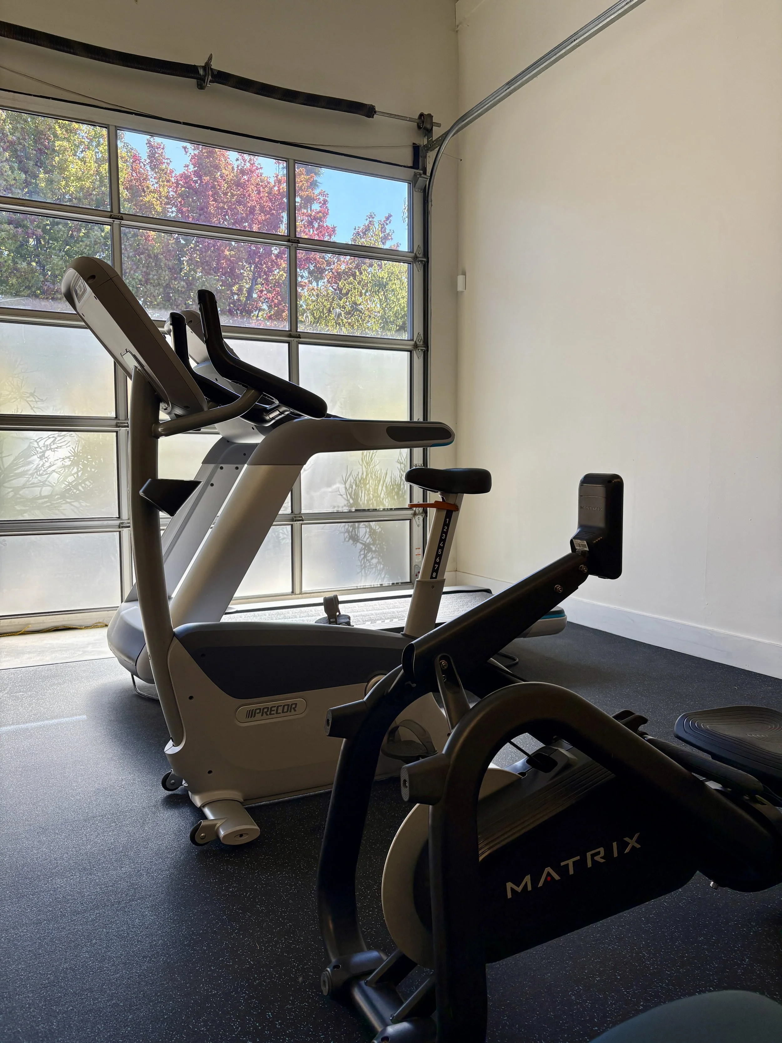 Modern treadmill and cardio workout area at M.P.G. Studio Santa Monica.
