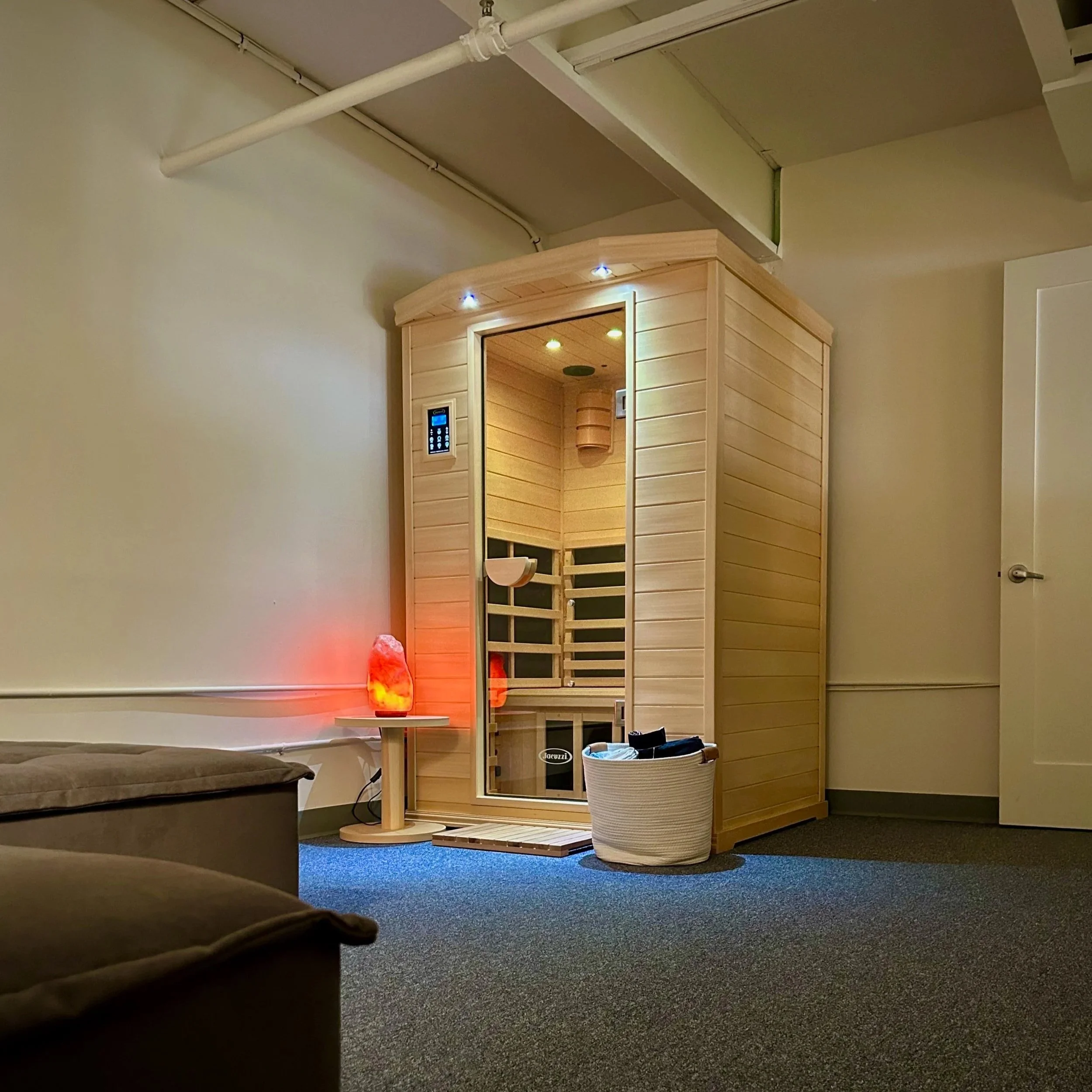 Infrared sauna and thermal recovery room at M.P.G. Studio Santa Monica.