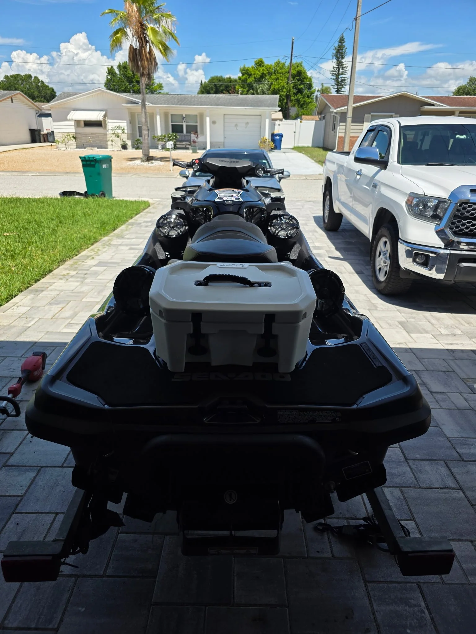 Custom Sea-Doo audio build featuring fabricated speaker pods, marine amplifiers, and lithium battery upgrades by Ultimo Marine.