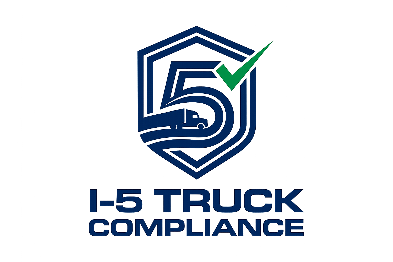 Logo with a shield, the number 5 inside, and a green checkmark, with the text 'I-5 Truck Compliance' below.