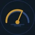 Speedometer gauge showing a high speed reading