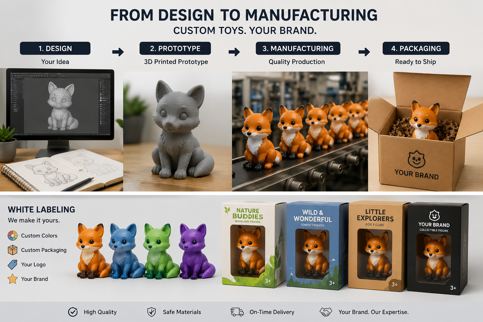 Design to manufacturing: DC Labs MFG transforms toy ideas into market-ready products through custom design, 3D printing, prototyping, manufacturing, packaging, and white-label branding. American-made toy production for startups to established brands