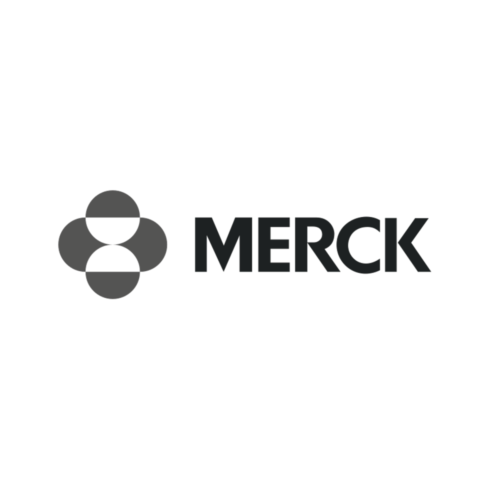 Logo with stylized person and leaf symbols, and the words 'MERCK' beneath.