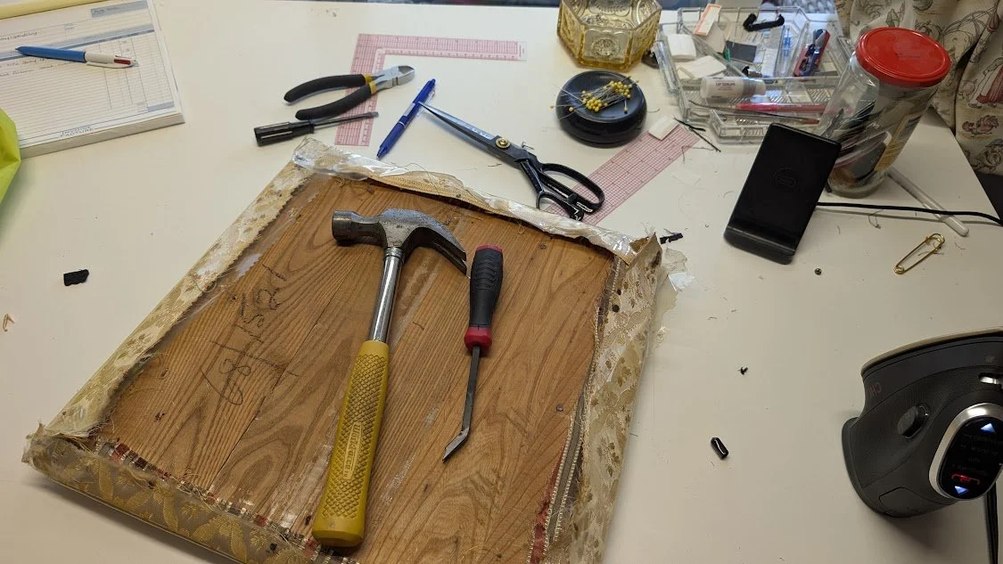 using staple dykes to remove the old furniture nails