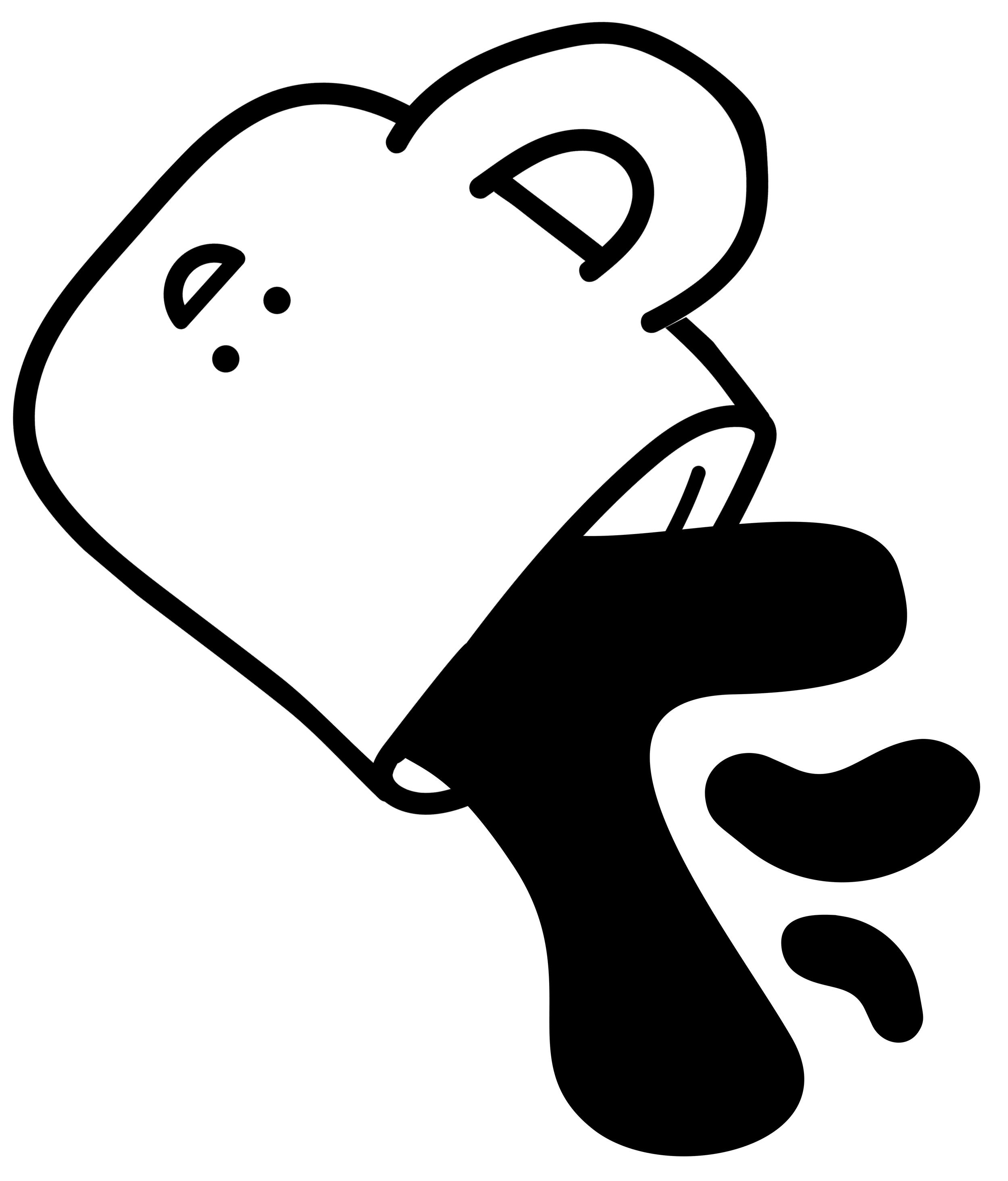 Black and white illustration of a spilling coffee mug flipping over with a relaxed expression, minimalistic style.