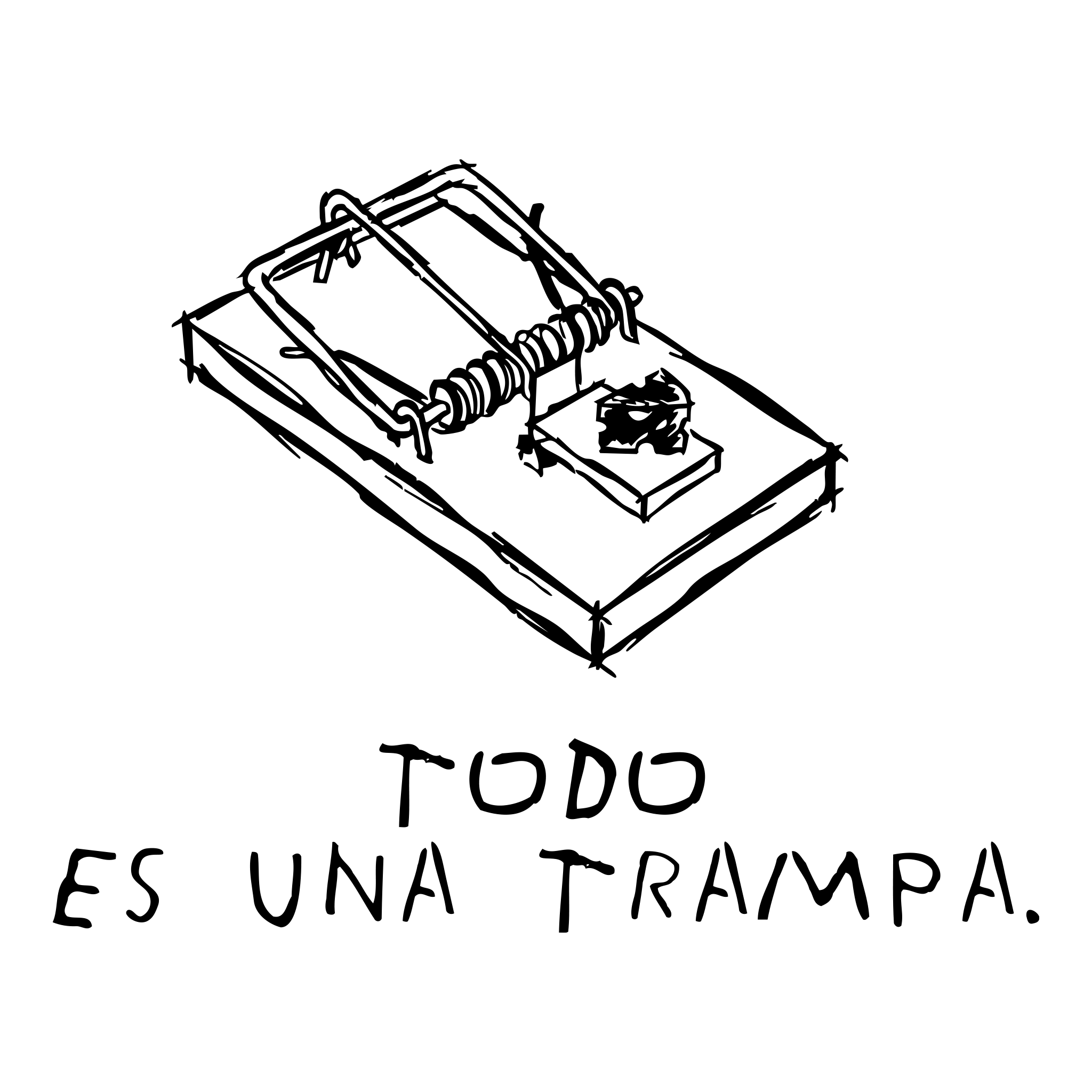 Dibujo de un letrero con texto en español que dice: 'Todo lo que necesitas es una taza de té y un viaje'.