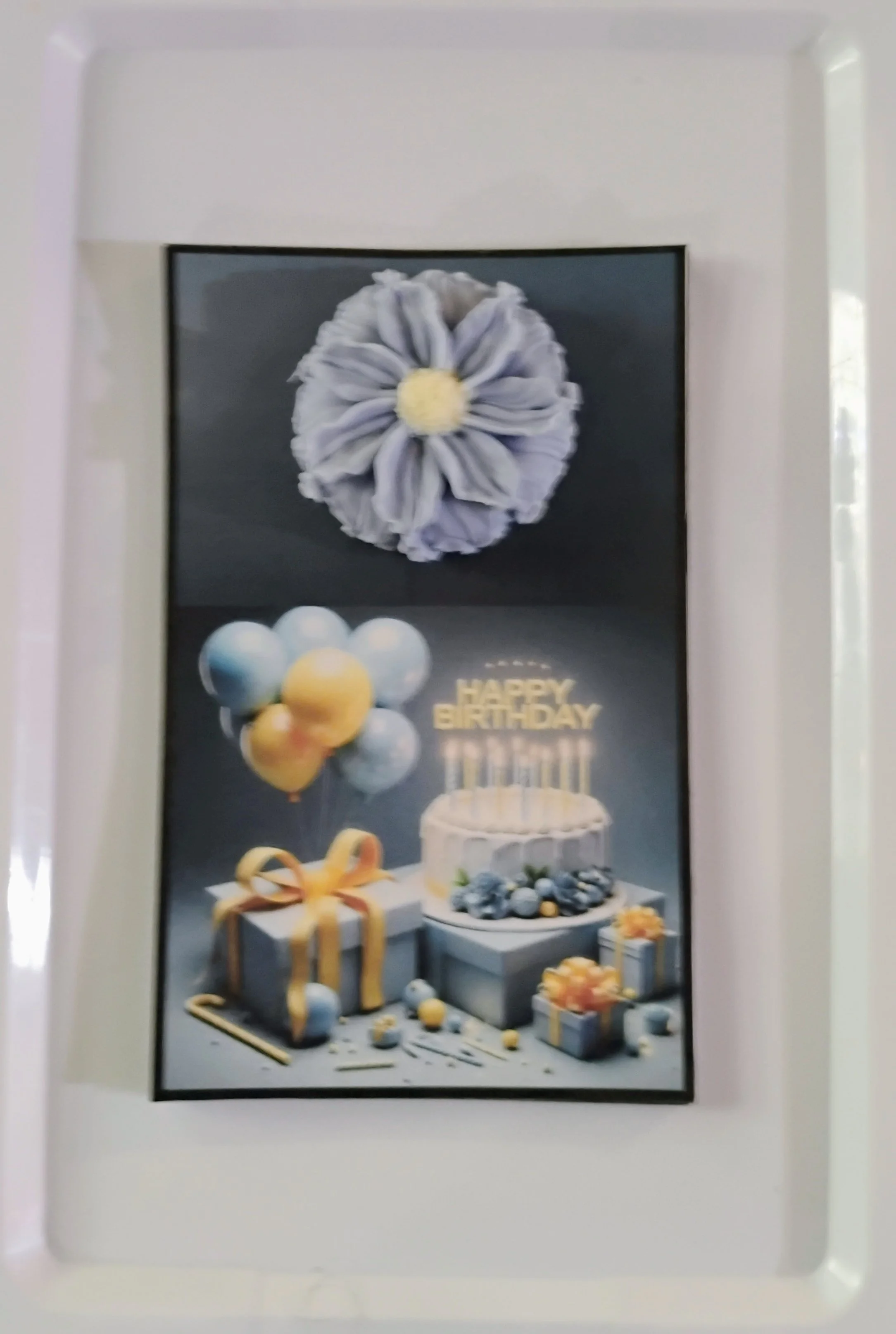 Blue n Gold B-day Burning Flower Card. Candle or Wax Melt