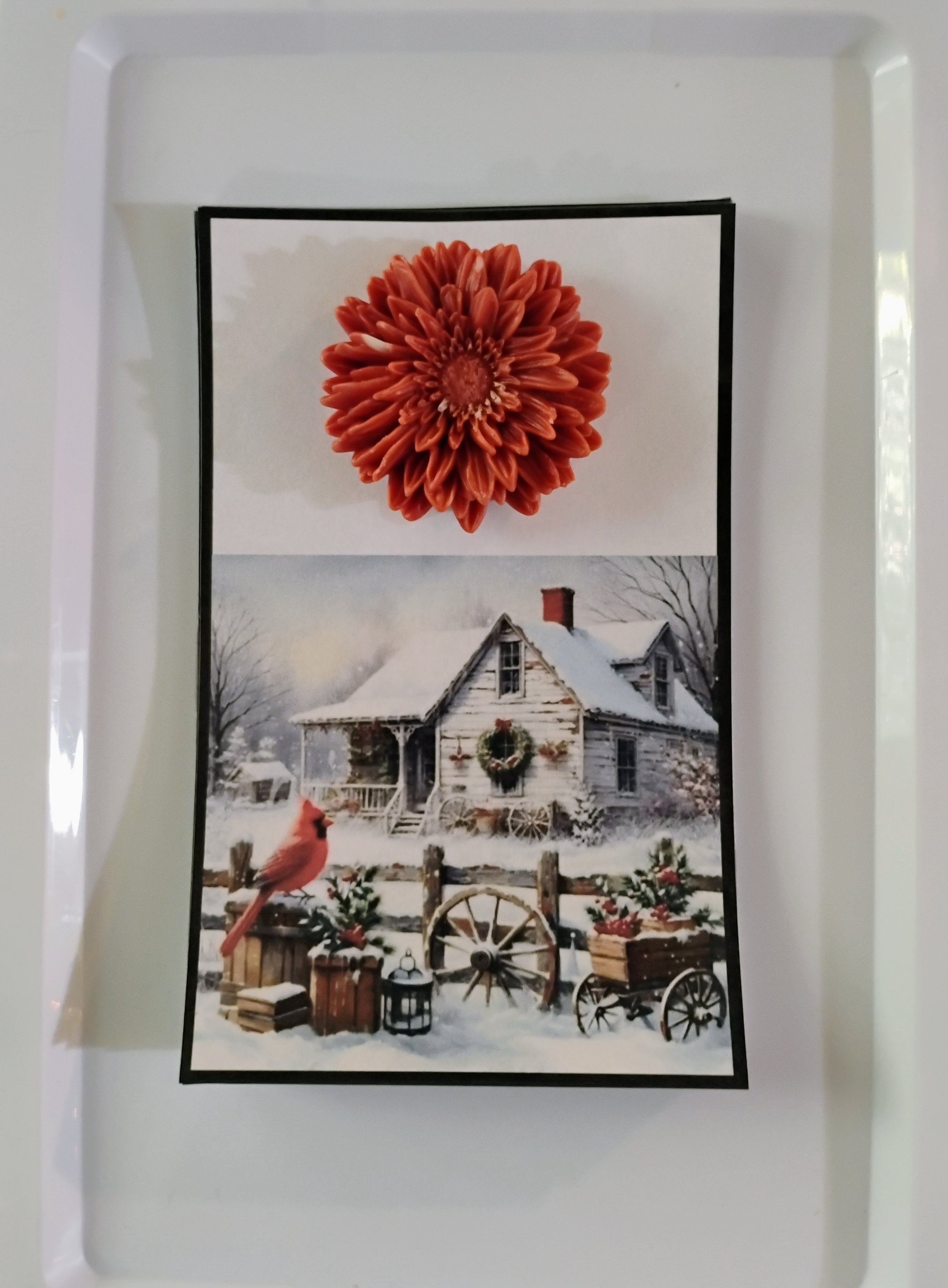 Home For the Holidays Burning Flower Card. Candle or Wax Melt