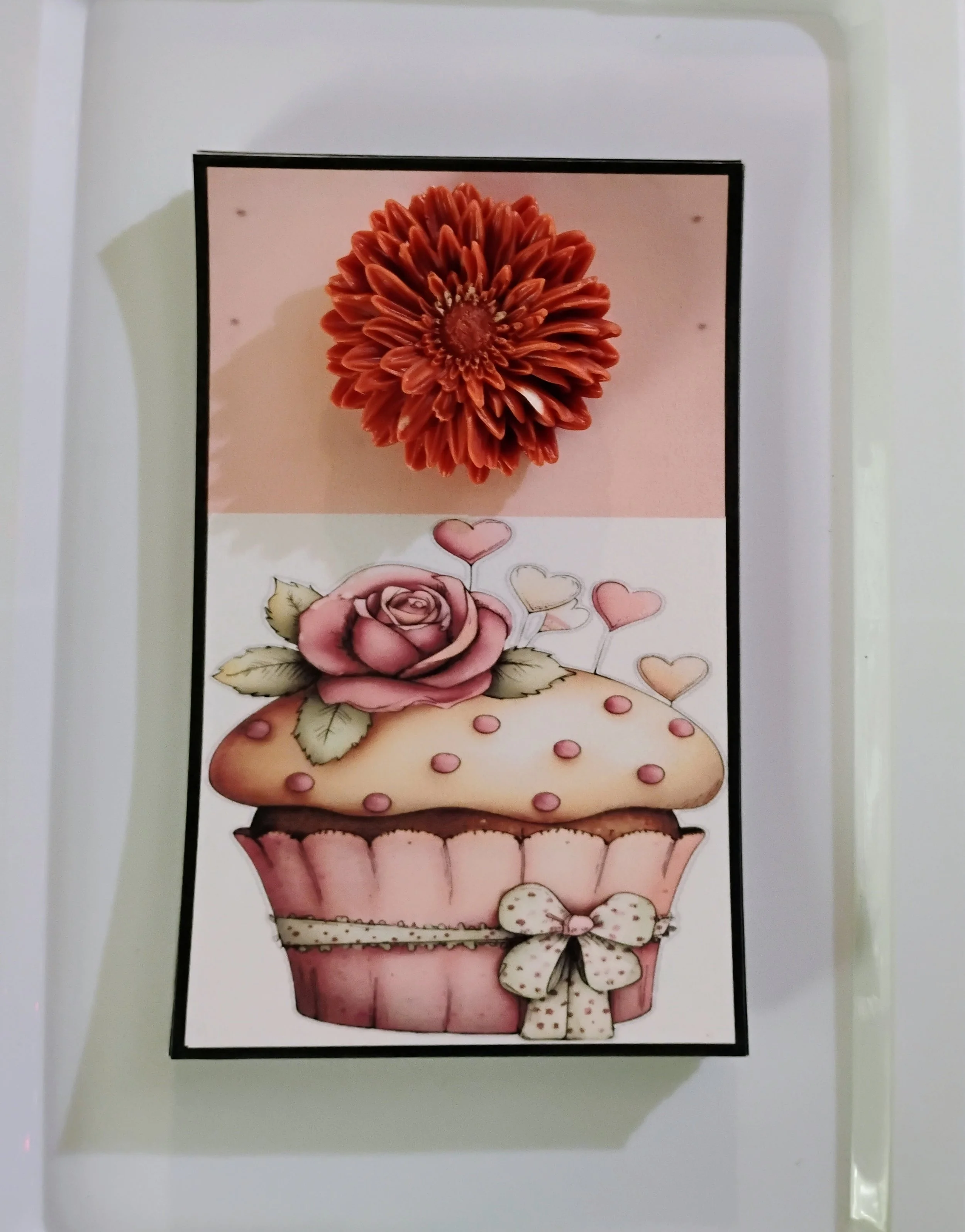 Rose Cupcake Burning Flower Card. Candle or Wax Melt