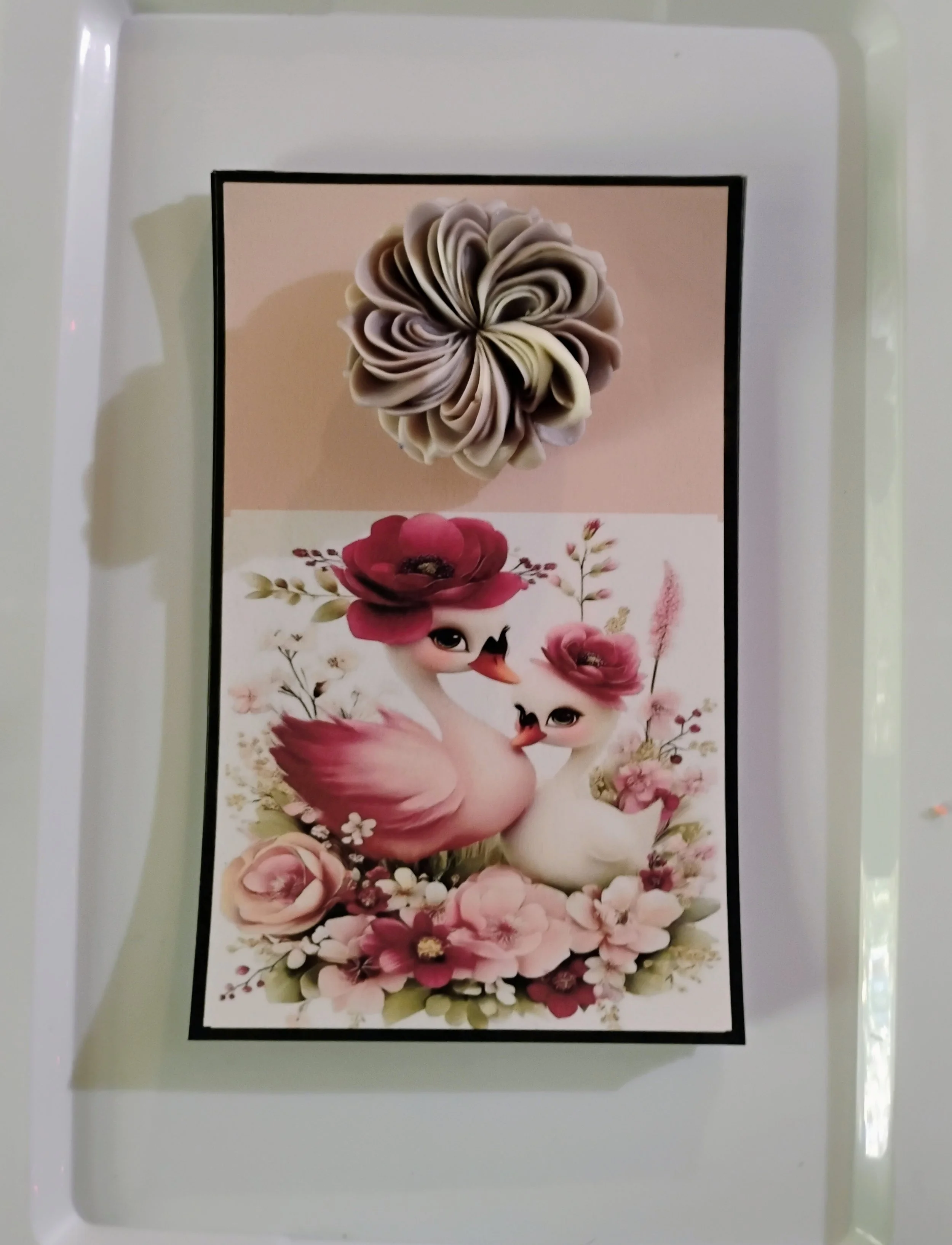Flower Swans Burning Flower Card. Candle or Wax Melt