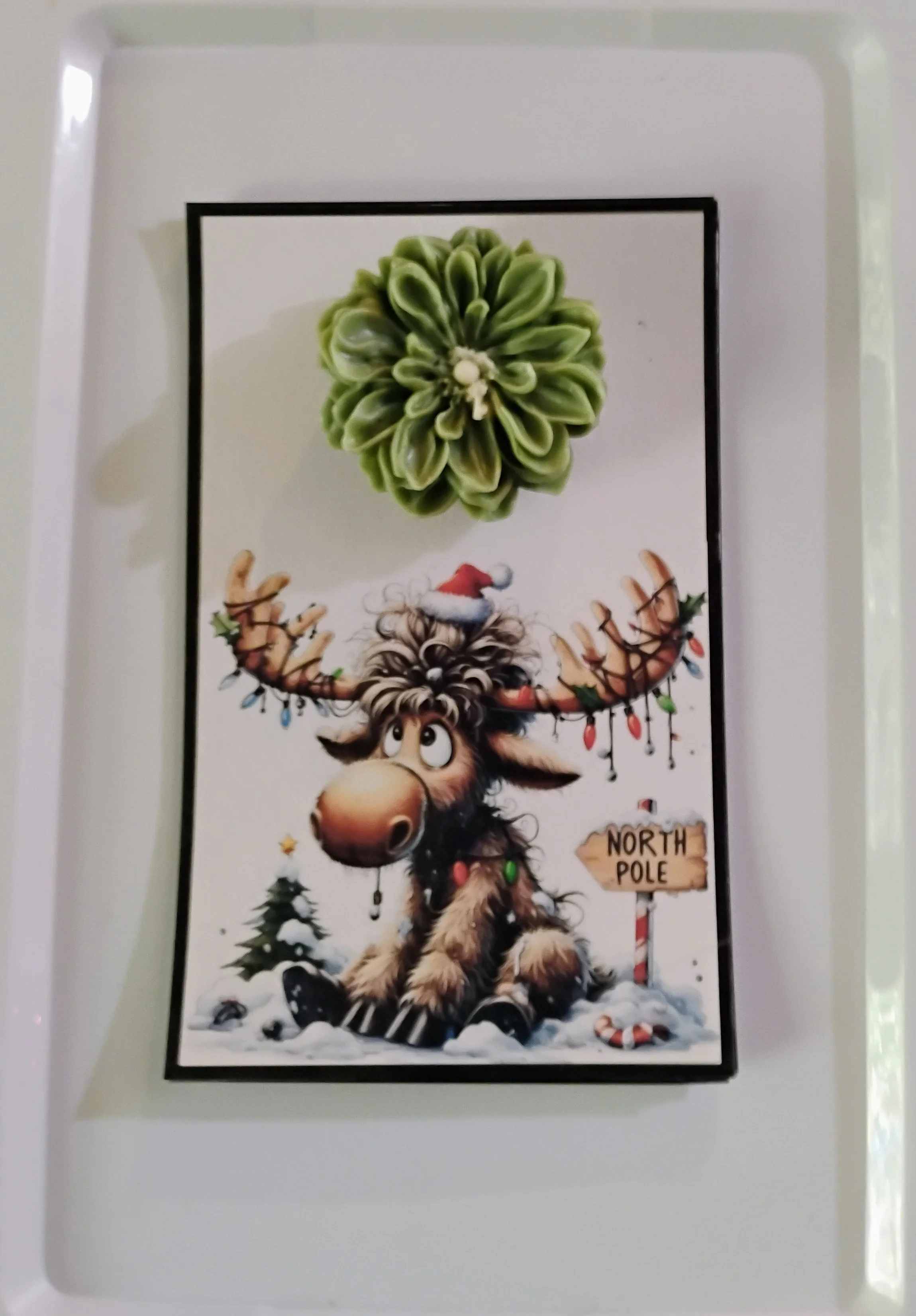 North Pole Lights Burning Flower Card. Candle or Wax Melt