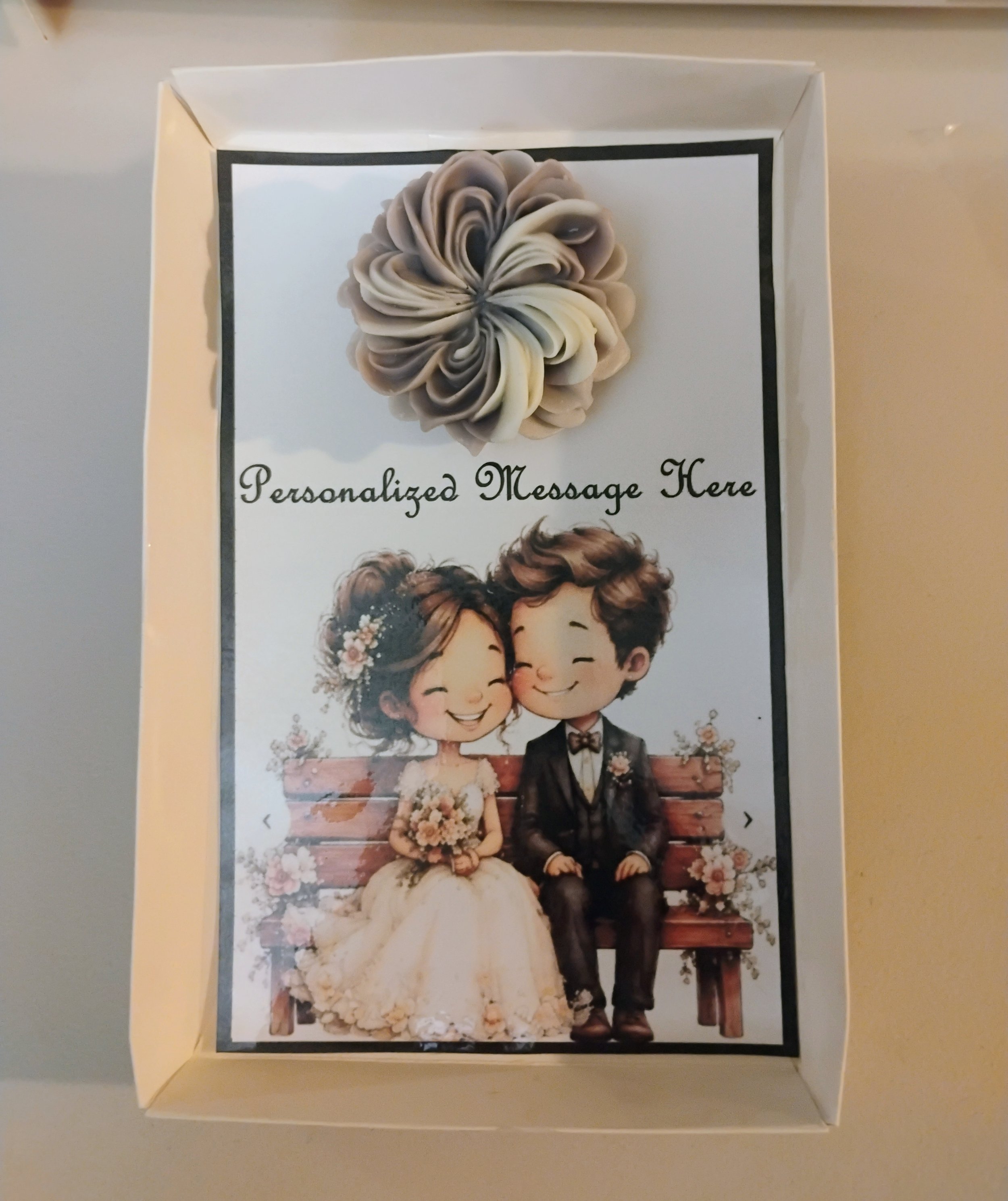 Wedding Couple Bench Burning Flower Card. Candle or Wax Melt