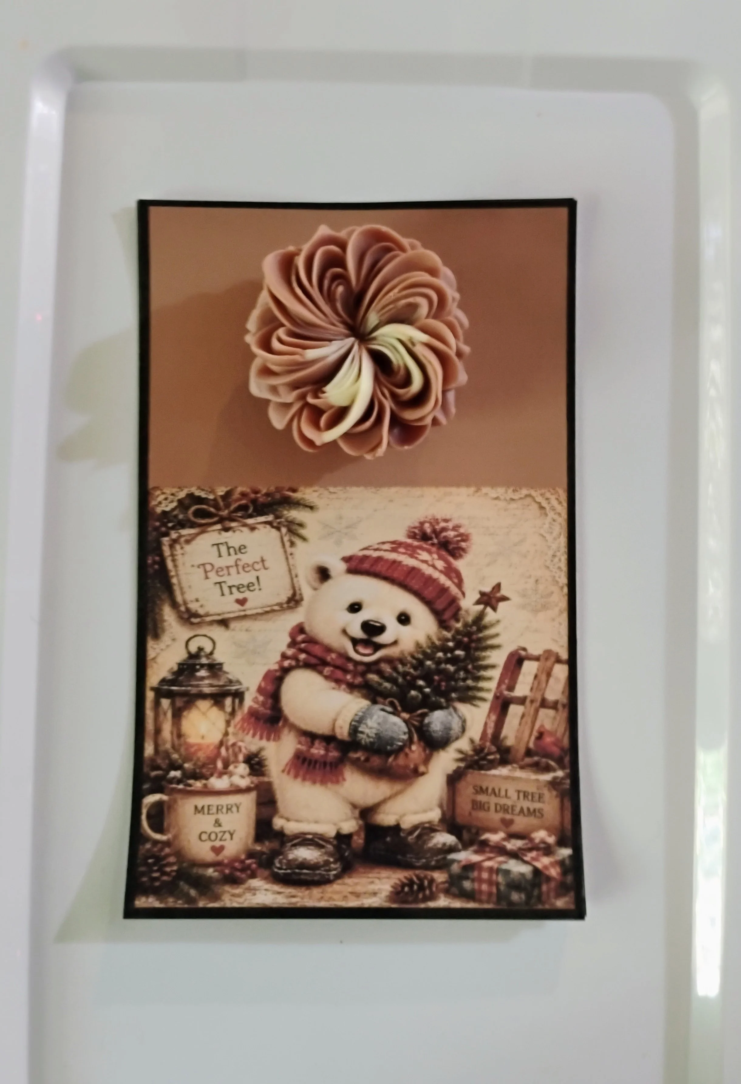 Cozy Christmas Burning Flower Card. Candle or Wax Melt
