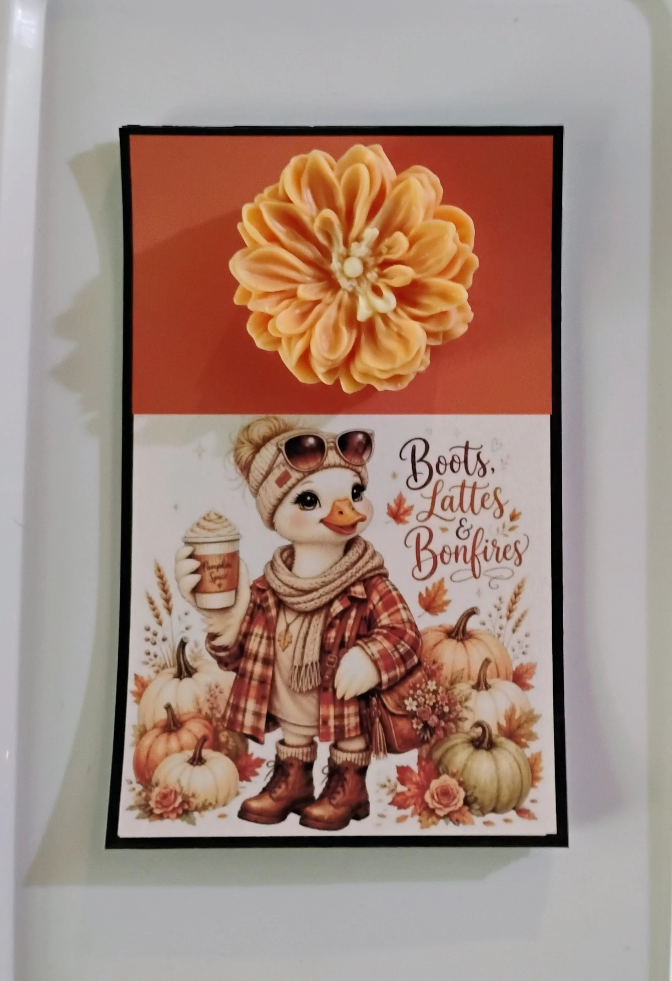 Boots n Lattes Burning Flower Card. Candle or Wax Melt