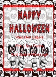 Halloween Happy Skulls Wax Melt Label